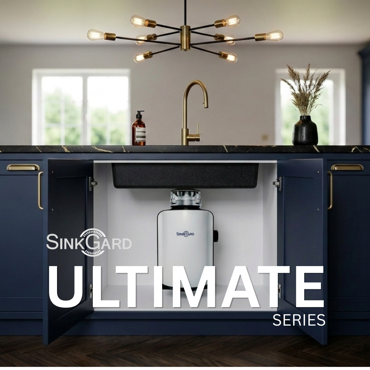 SinkGard Ultimate terpasang di bawah sink dapur modern